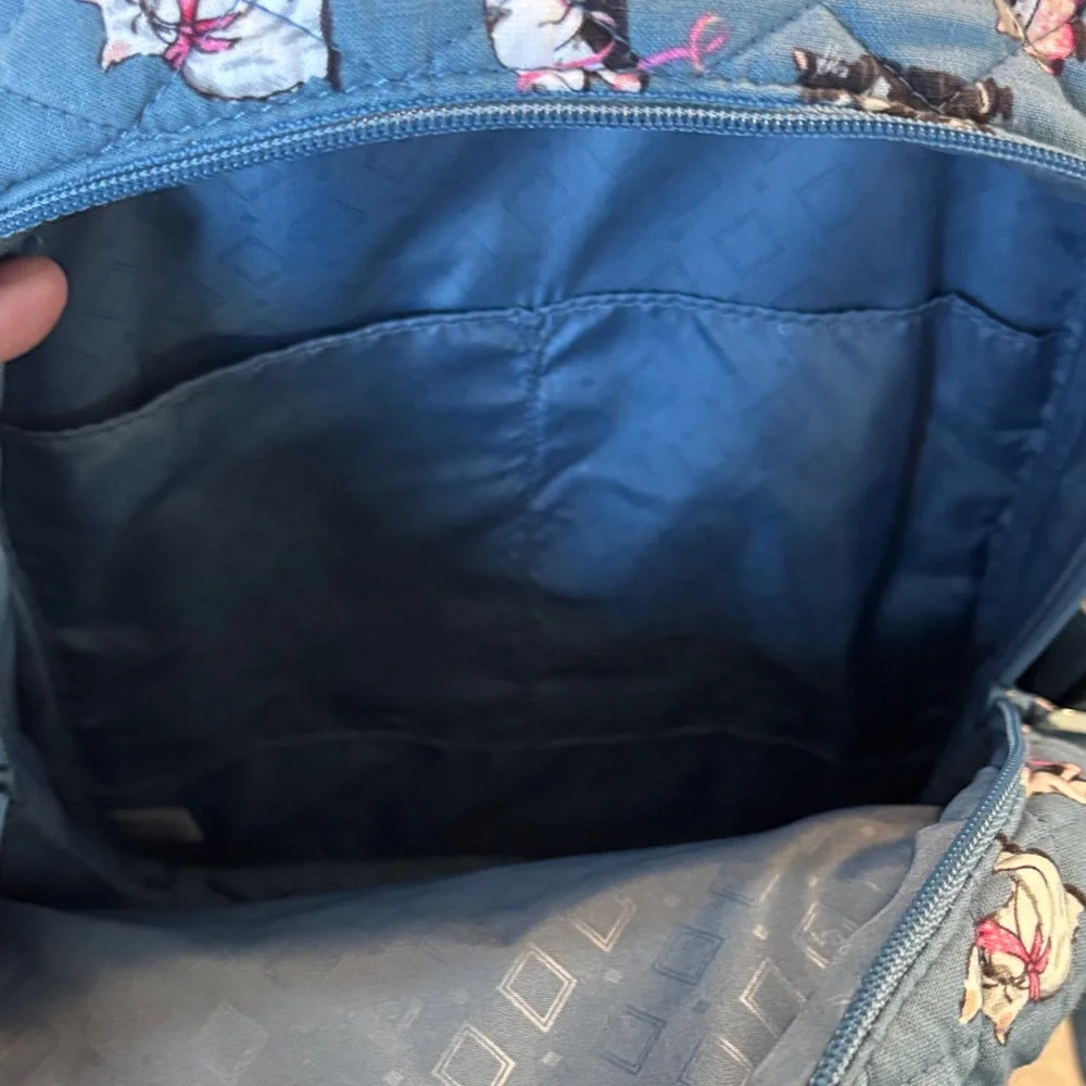 Vera Bradley Blue Cat Print Quilted Backpack with Pouch. MINI BACKPACK - Picture 8 of 10
